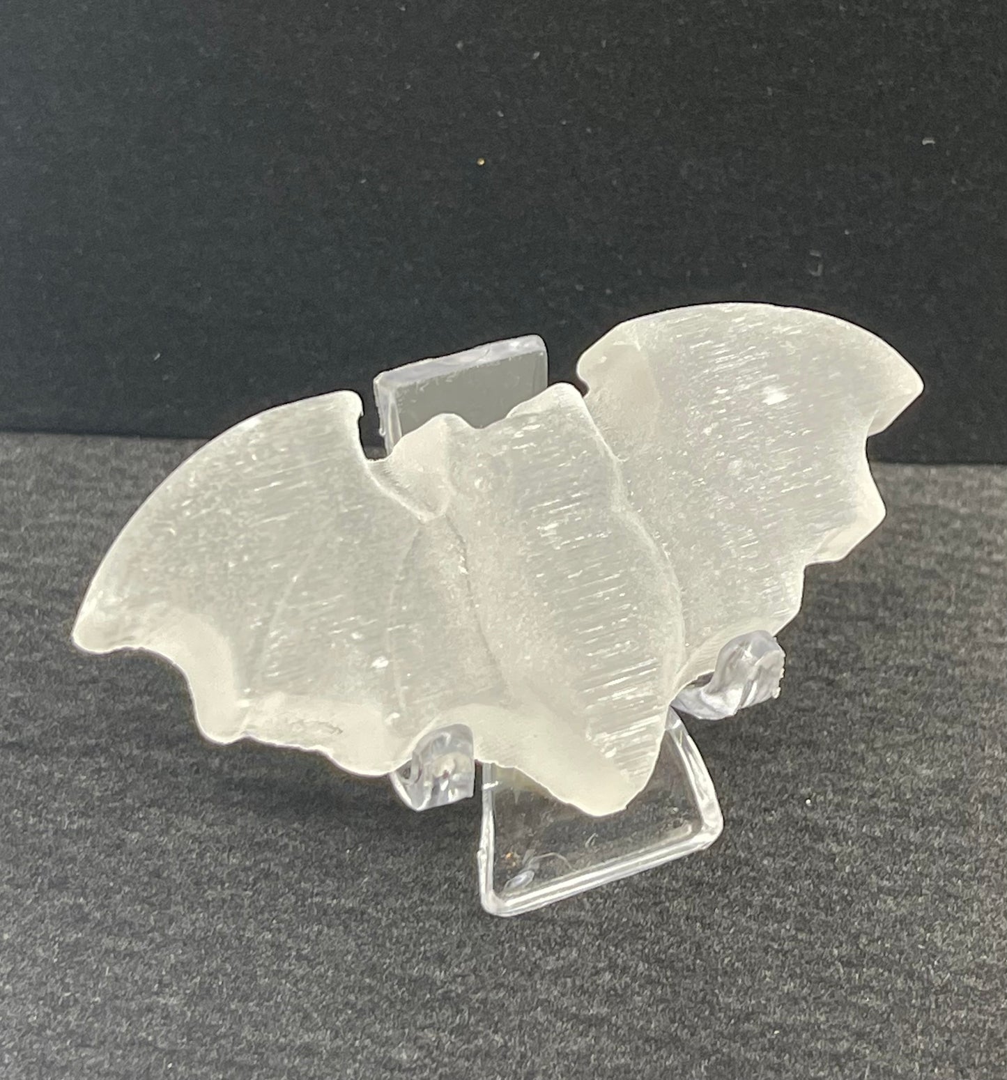 Selenite Bat Carving
