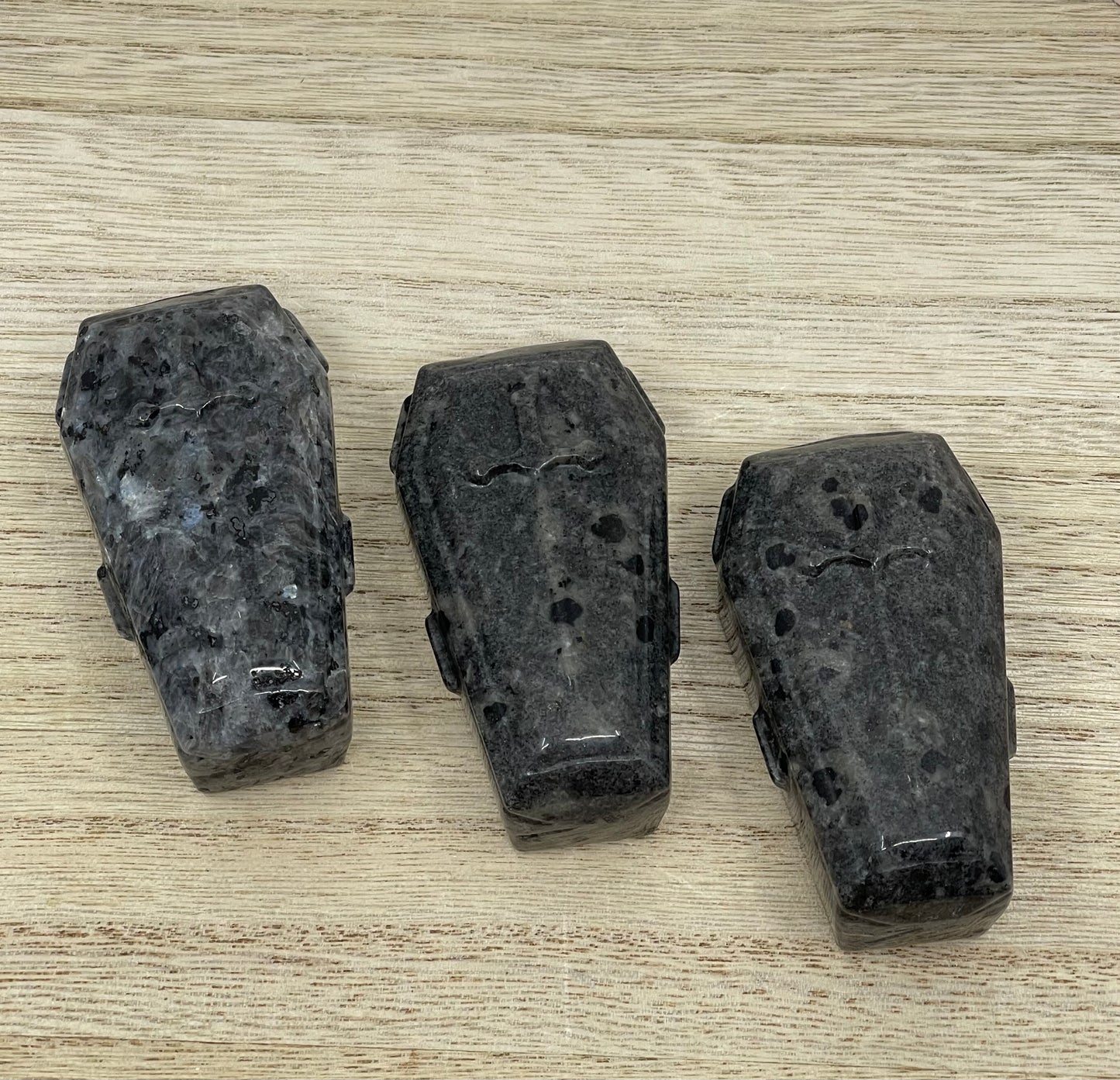 Larvakite Coffin Carving