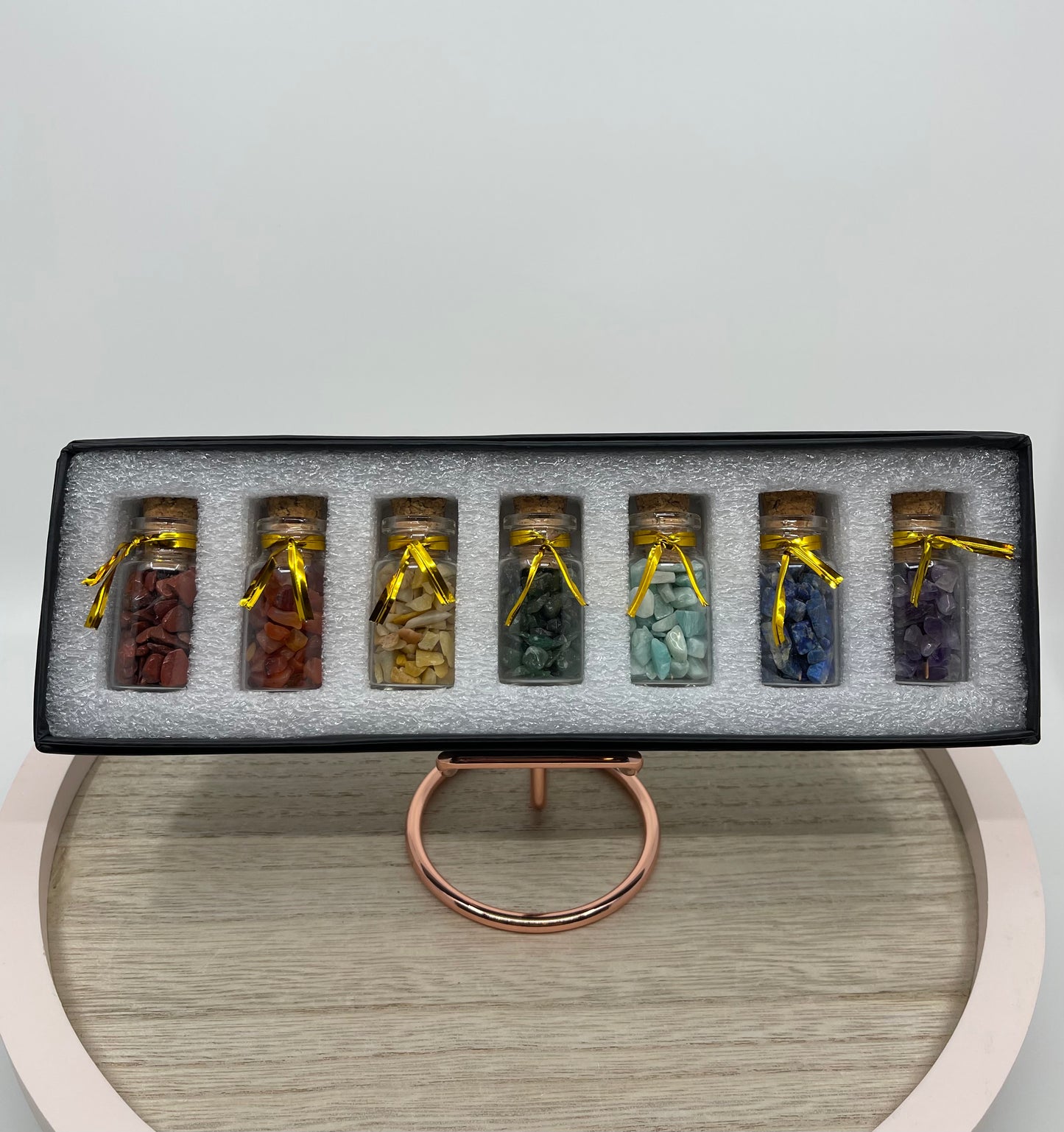 7 Chakra Crystal Chip Bottle Gift Box Set
