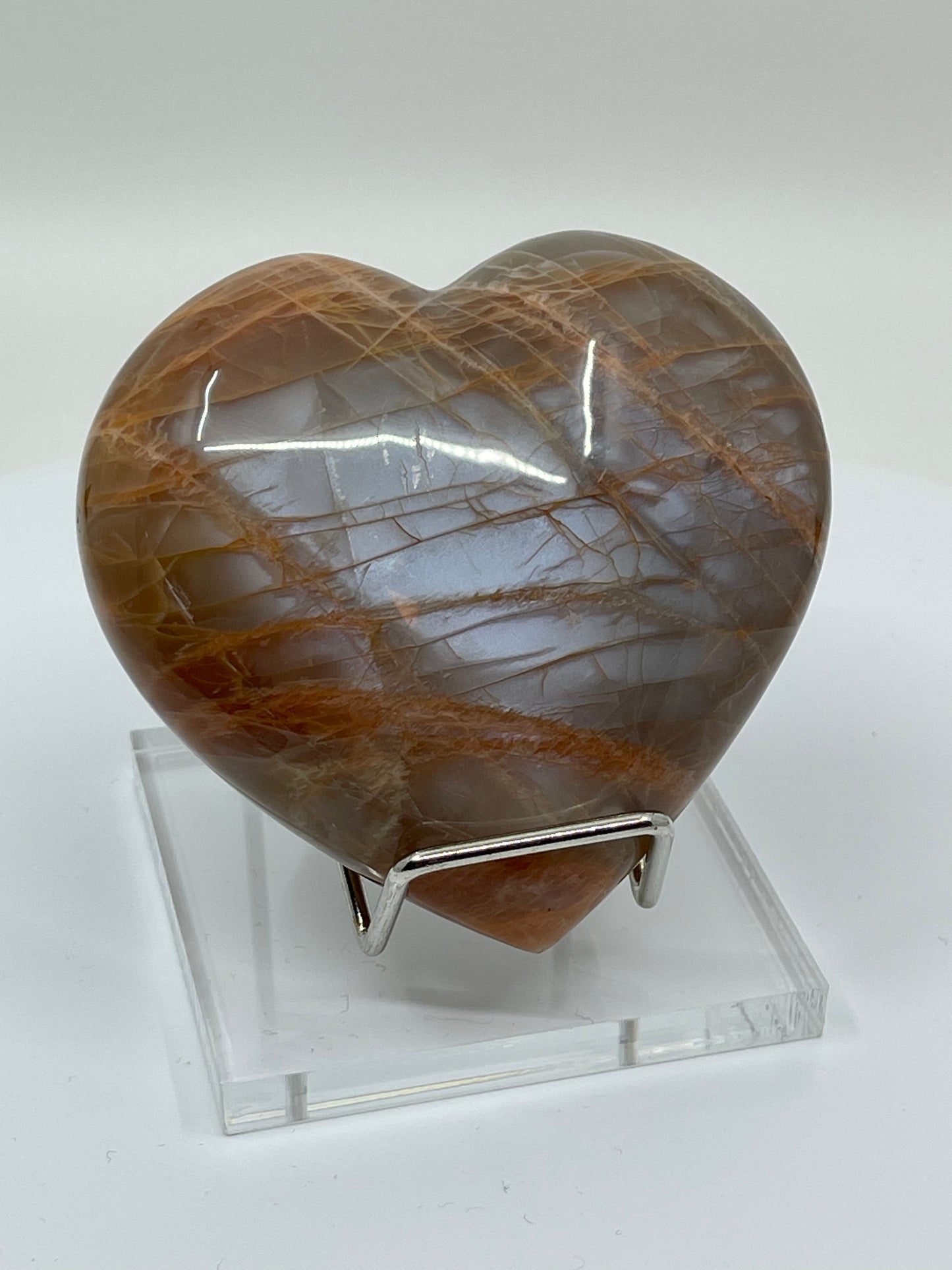 Peach Moonstone Puffy Heart Carving