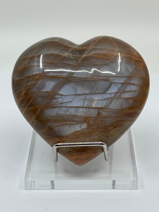 Peach Moonstone Puffy Heart Carving