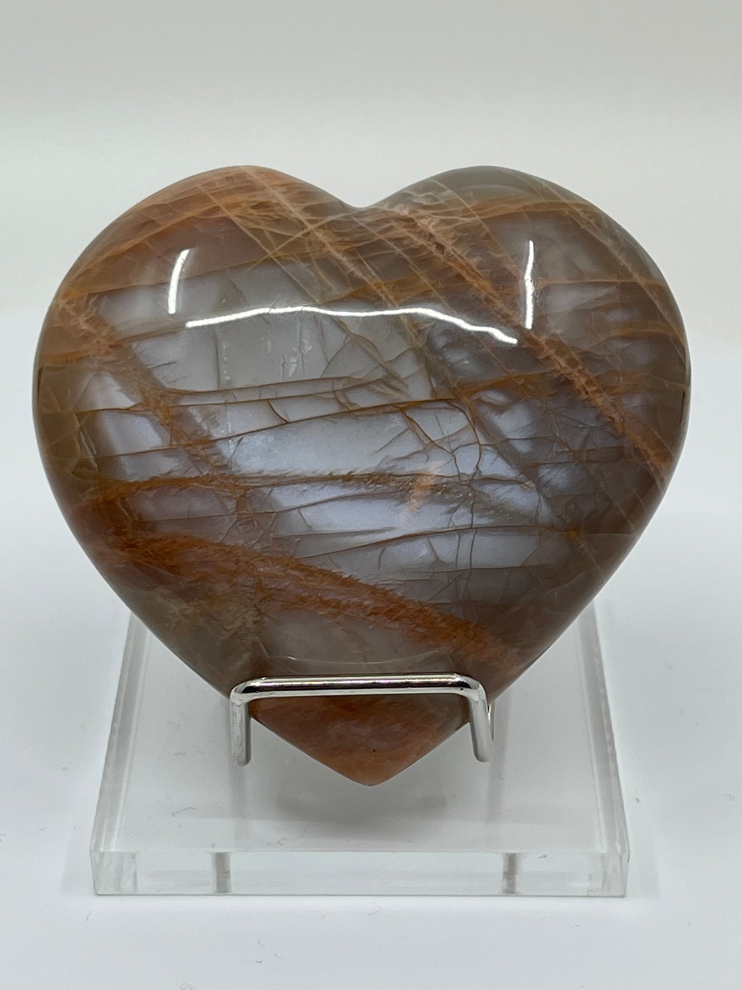 Peach Moonstone Puffy Heart Carving