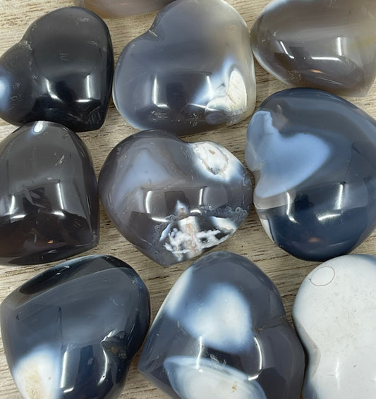 Orca Agate Puffy Heart Carving