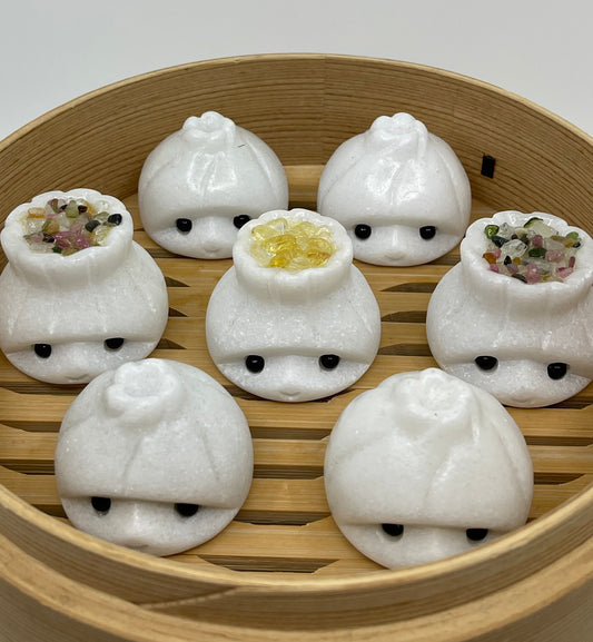 White Jade Carving - Xiao Long Bao (Soup Dumpling) / Siu Mai (Shumai)