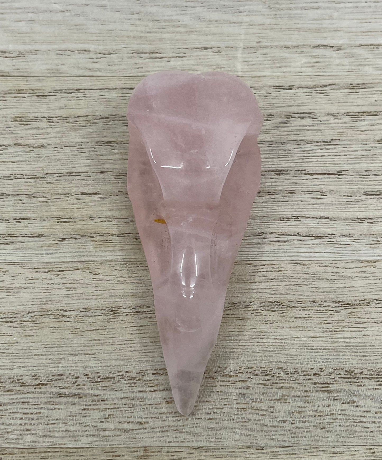 Rose Quartz Raven Skull Carving