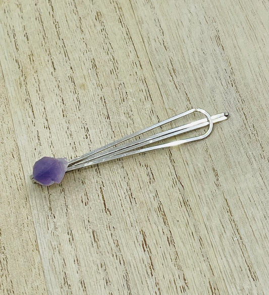 Amethyst Crystal Point Hair Pin
