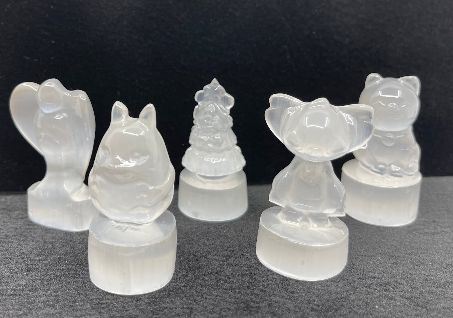 Selenite Christmas Tree Holiday Mini Carving