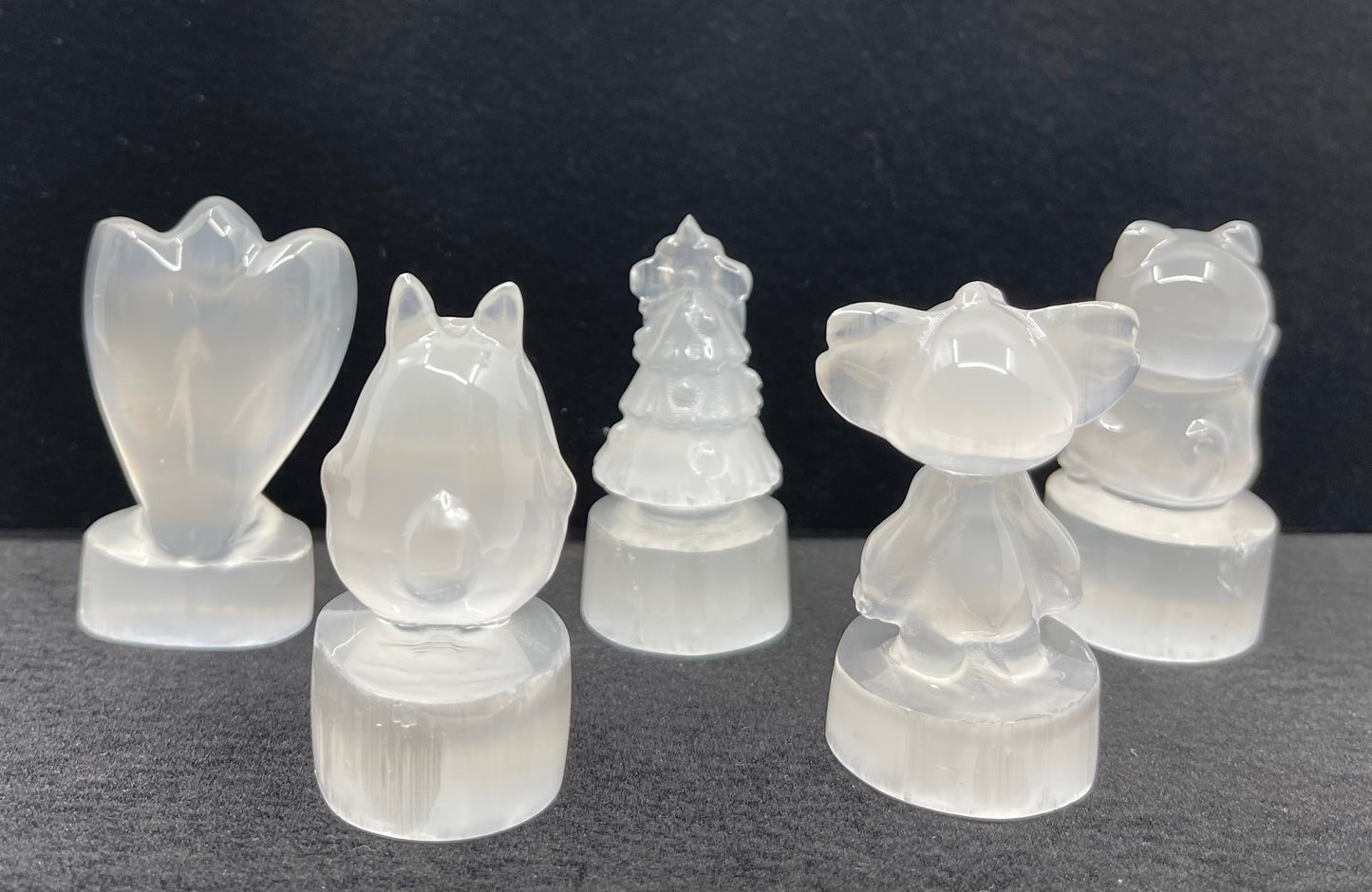 Selenite Christmas Tree Holiday Mini Carving