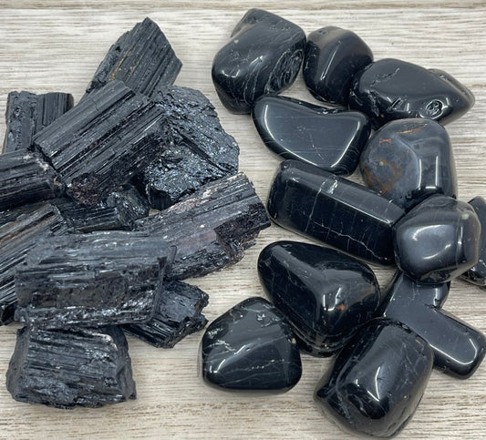 Black Tourmaline Tumble (Raw or Smooth)